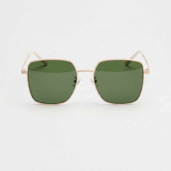 Jade Green Tinted Lens Sunglasses - Gold Square Metal Frame