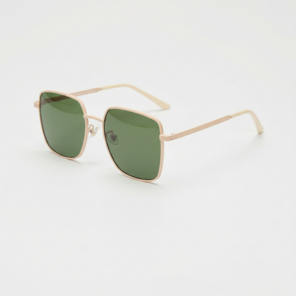 Jade Green Tinted Lens Sunglasses - Gold Square Metal Frame