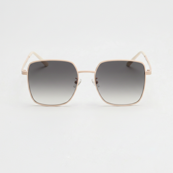 Jade Grey Gradient Lens Sunglasses - Gold Square Metal Frame