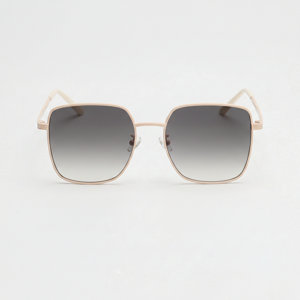 Jade Grey Gradient Lens Sunglasses - Gold Square Metal Frame