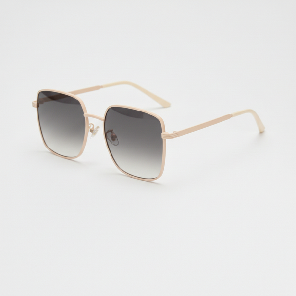 Jade Grey Gradient Lens Sunglasses - Gold Square Metal Frame