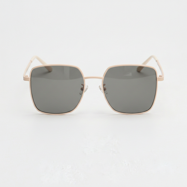 Jade Grey Tinted Lens Sunglasses - Gold Square Metal Frame