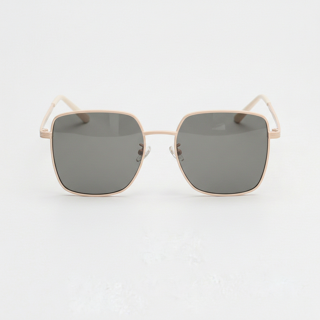 Jade Grey Tinted Lens Sunglasses - Gold Square Metal Frame