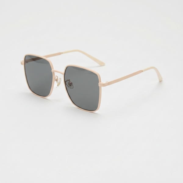 Jade Grey Tinted Lens Sunglasses - Gold Square Metal Frame