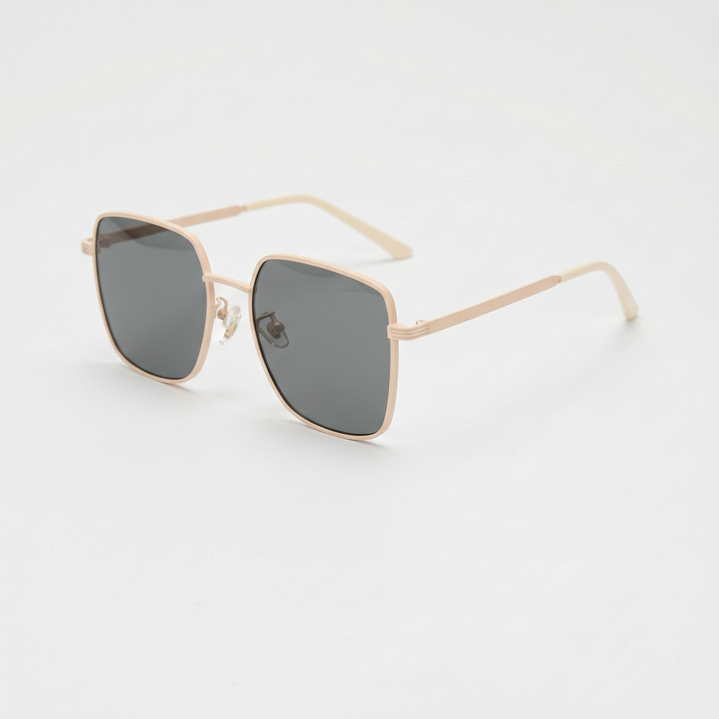 Jade Grey Tinted Lens Sunglasses - Gold Square Metal Frame