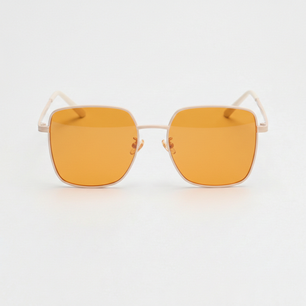 Jade Orange Tinted Lens Sunglasses - Gold Square Metal Frame