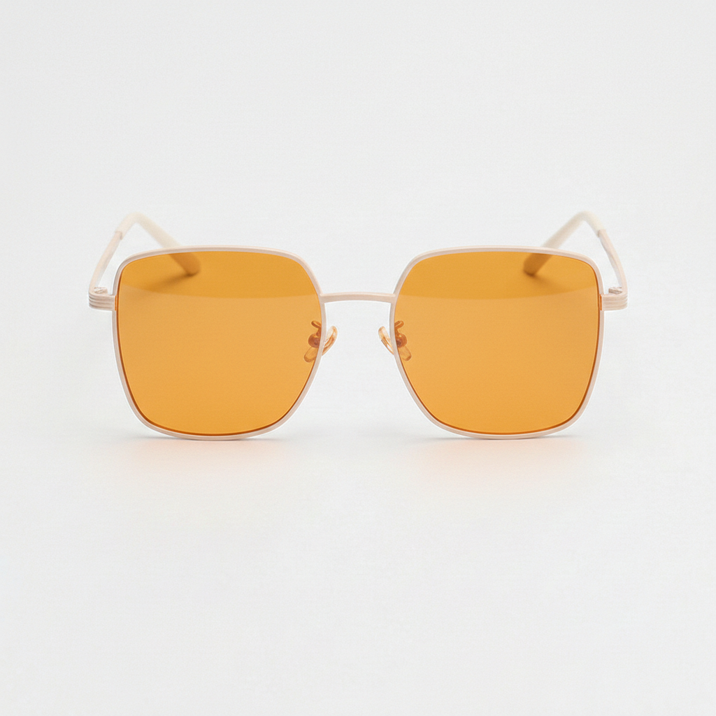 Jade Orange Tinted Lens Sunglasses - Gold Square Metal Frame
