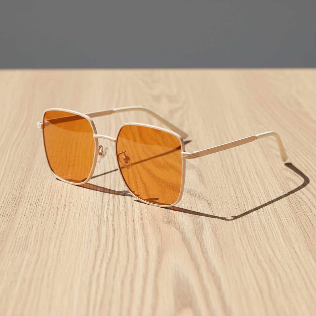 Jade Orange Tinted Lens Sunglasses - Gold Square Metal Frame