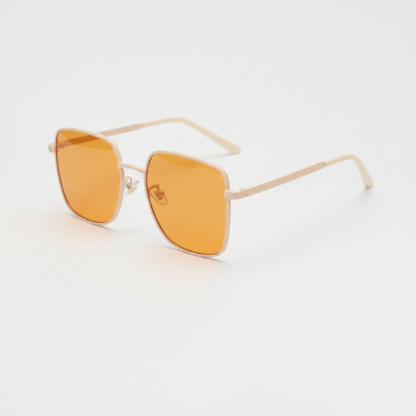 Jade Orange Tinted Lens Sunglasses - Gold Square Metal Frame