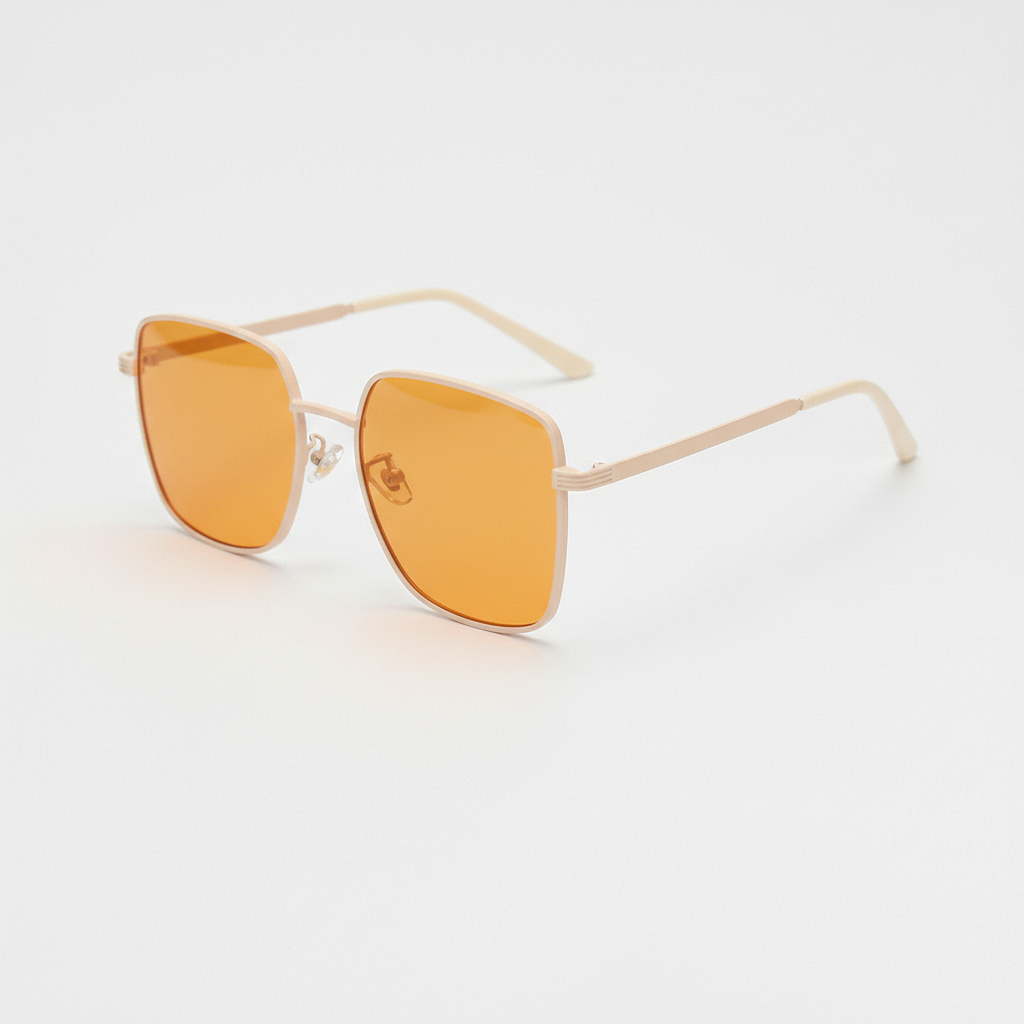 Jade Orange Tinted Lens Sunglasses - Gold Square Metal Frame