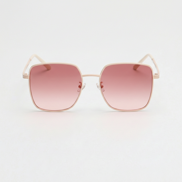 Jade Pink Gradient Lens Sunglasses - Gold Square Metal Frame