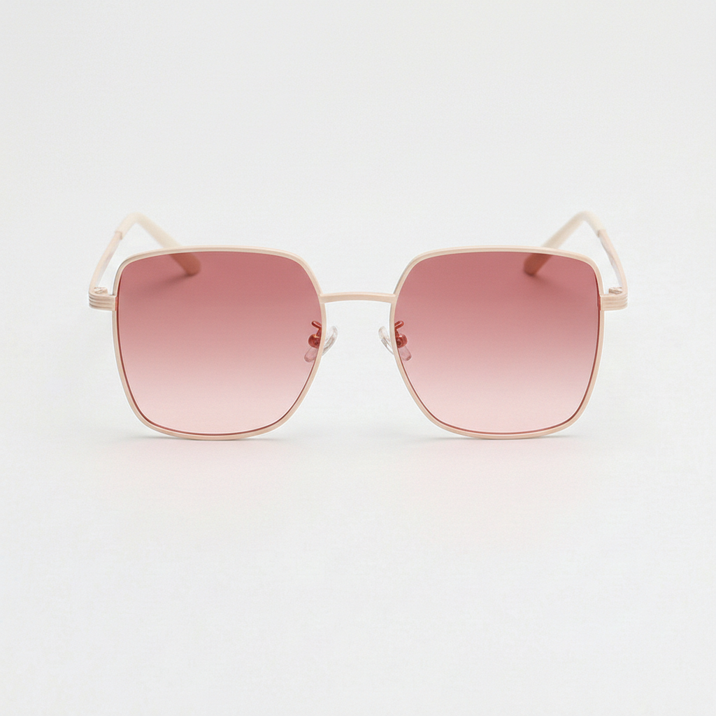 Jade Pink Gradient Lens Sunglasses - Gold Square Metal Frame