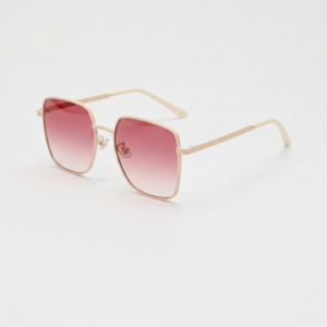 Jade Pink Gradient Lens Sunglasses - Gold Square Metal Frame