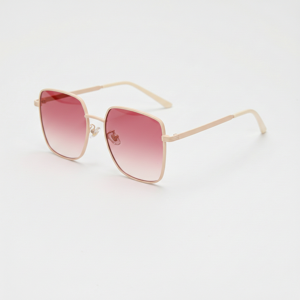 Jade Pink Gradient Lens Sunglasses - Gold Square Metal Frame