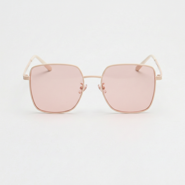 Jade Pink Tinted Lens Sunglasses - Gold Square Metal Frame
