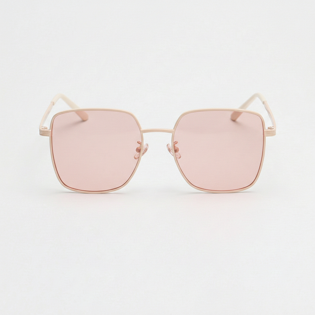 Jade Pink Tinted Lens Sunglasses - Gold Square Metal Frame