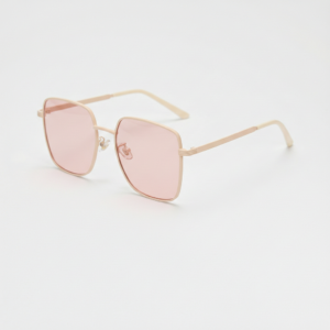 Jade Pink Tinted Lens Sunglasses - Gold Square Metal Frame