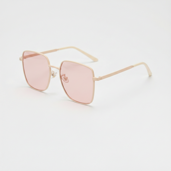 Jade Pink Tinted Lens Sunglasses - Gold Square Metal Frame