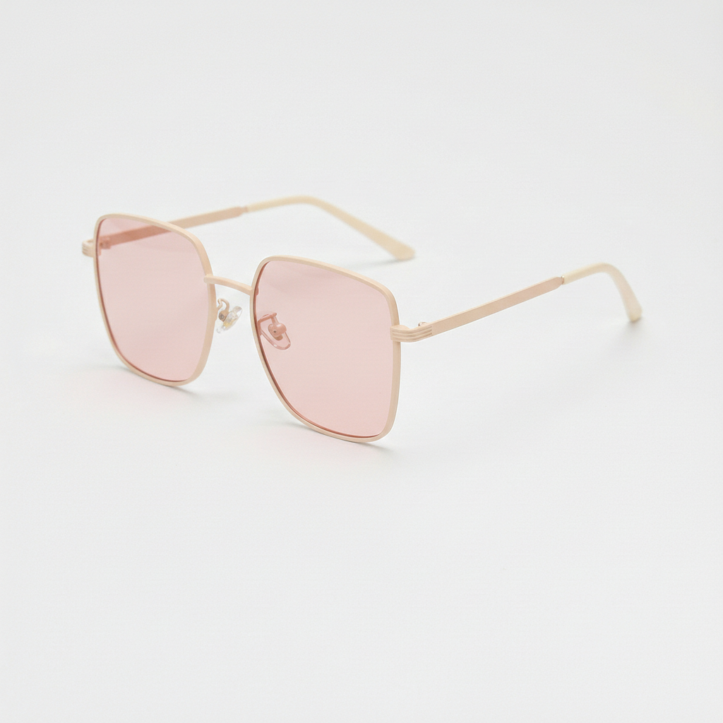 Jade Pink Tinted Lens Sunglasses - Gold Square Metal Frame