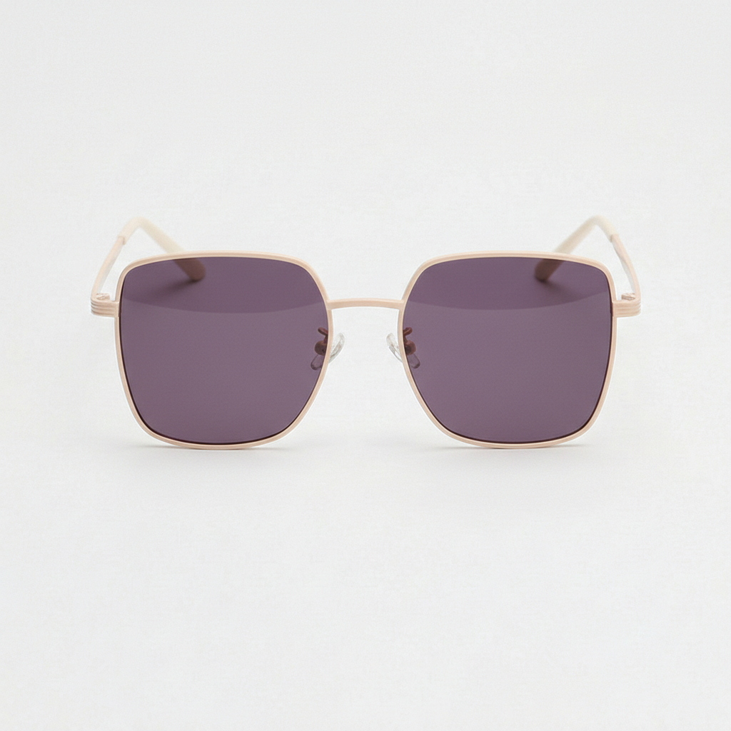 Jade Purple Tinted Lens Sunglasses - Gold Square Metal Frame