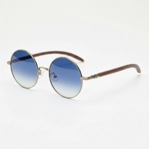 Jo Blue Gradient Lens Sunglasses - Gold Round Metal Frame