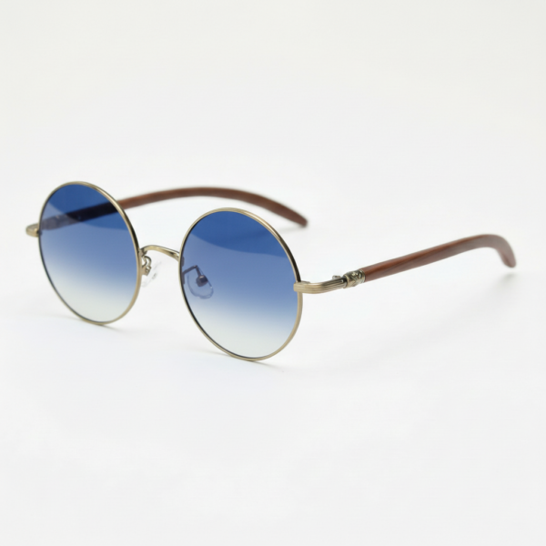 Jo Blue Gradient Lens Sunglasses - Gold Round Metal Frame
