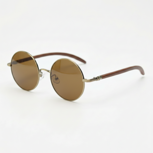 Jo Brown Tinted Lens Sunglasses - Gold Round Metal Frame