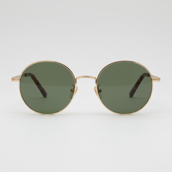 Jo Green Tinted Lens Sunglasses - Gold Round Metal Frame