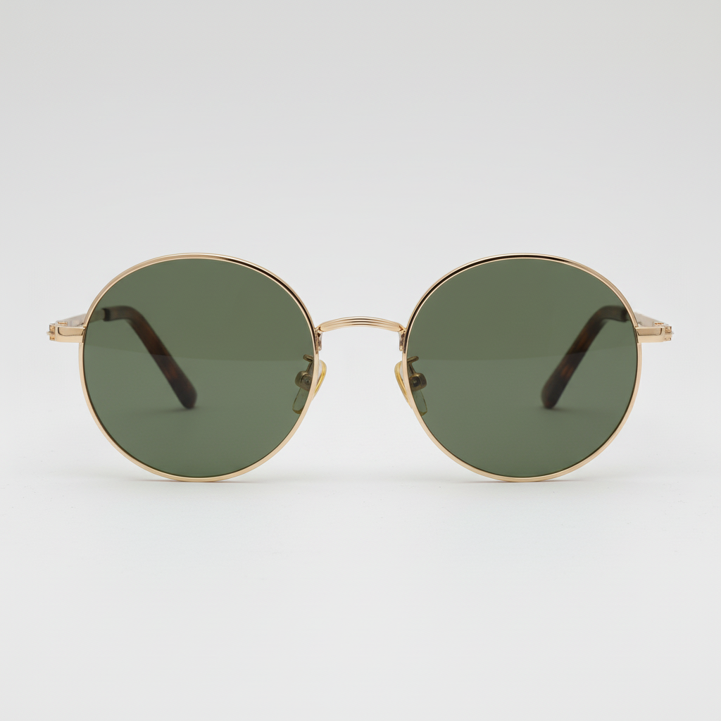 Jo Green Tinted Lens Sunglasses - Gold Round Metal Frame