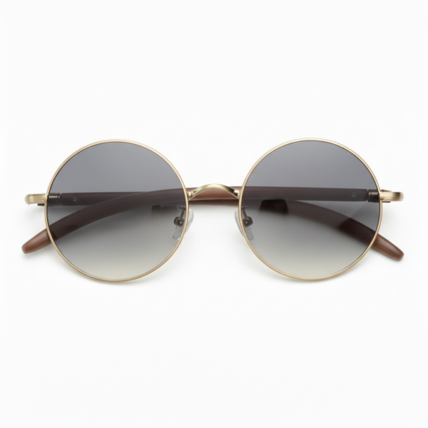 Jo Grey Gradient Lens Sunglasses - Gold Round Metal Frame