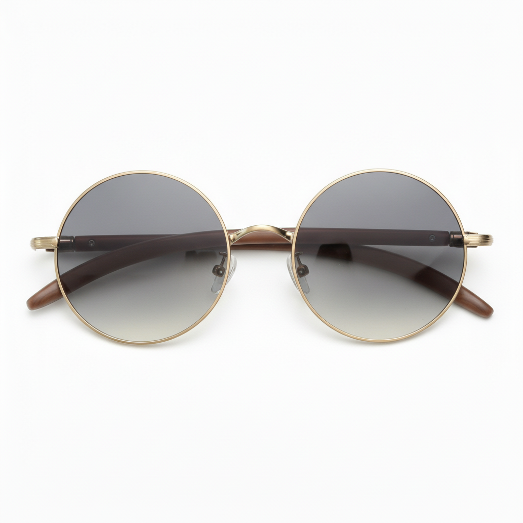 Jo Grey Gradient Lens Sunglasses - Gold Round Metal Frame