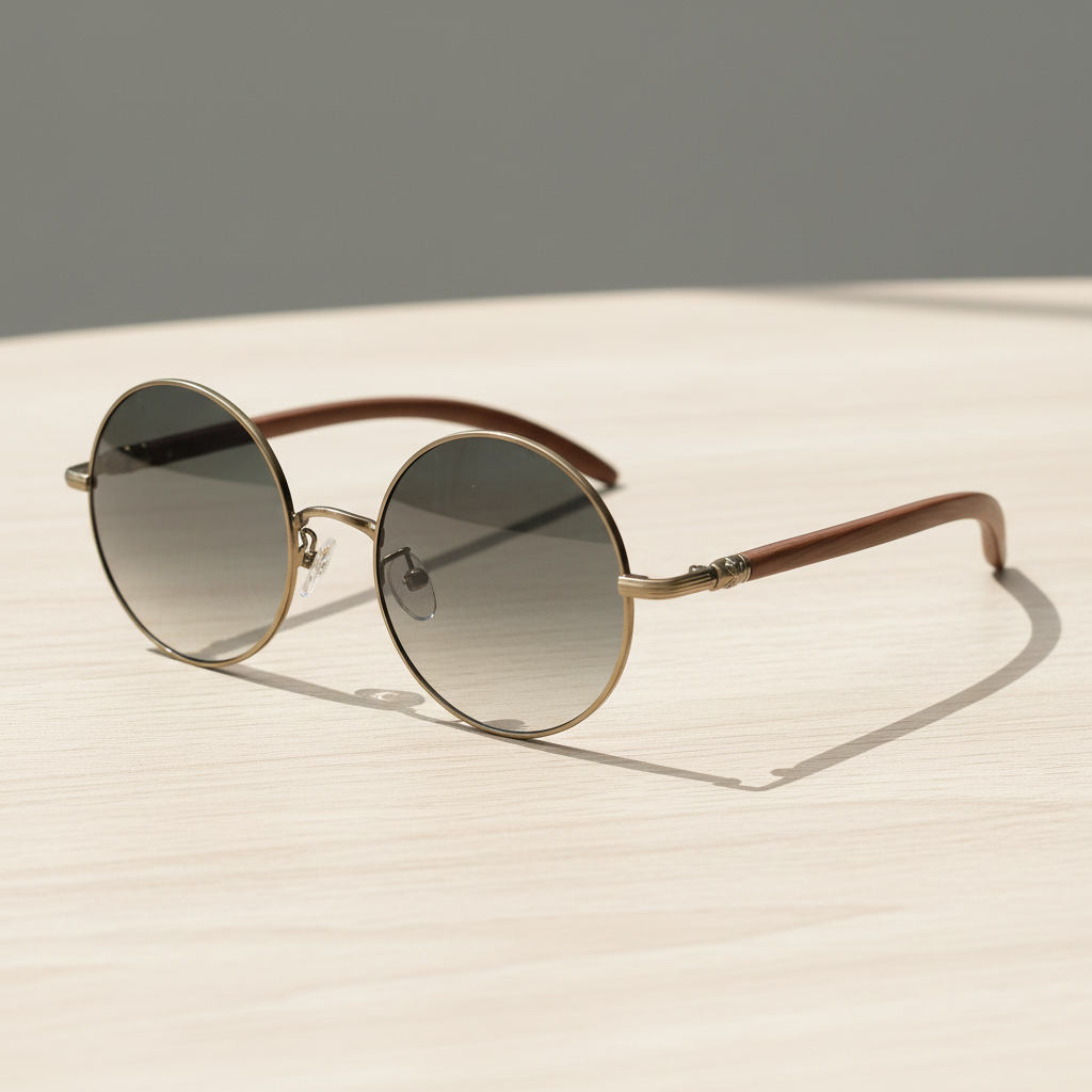Jo Grey Gradient Lens Sunglasses - Gold Round Metal Frame