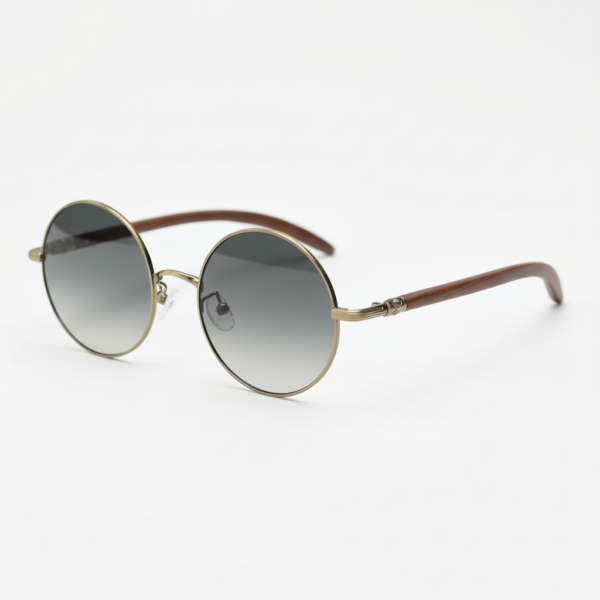 Jo Grey Gradient Lens Sunglasses - Gold Round Metal Frame