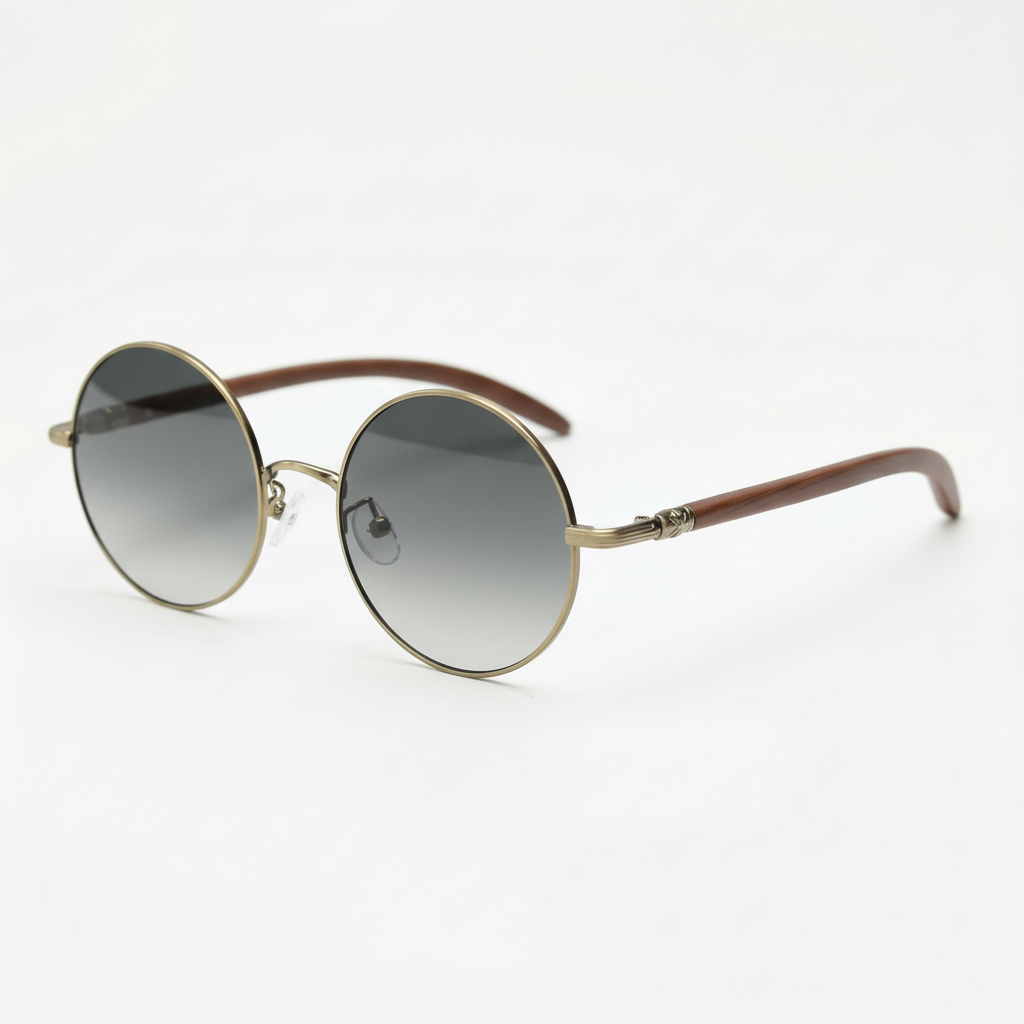 Jo Grey Gradient Lens Sunglasses - Gold Round Metal Frame