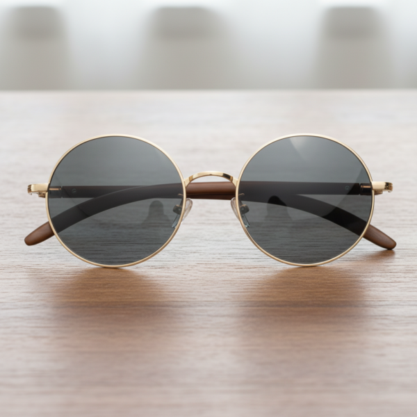 Jo Grey Tinted Lens Sunglasses - Gold Round Metal Frame