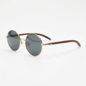 Jo Grey Tinted Lens Sunglasses - Gold Round Metal Frame