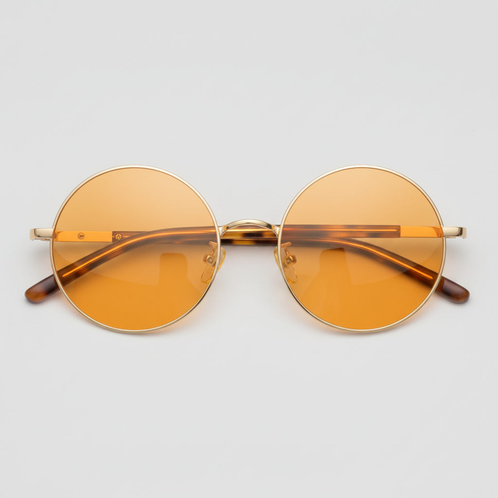 Jo Orange Tinted Lens Sunglasses - Gold Round Metal Frame