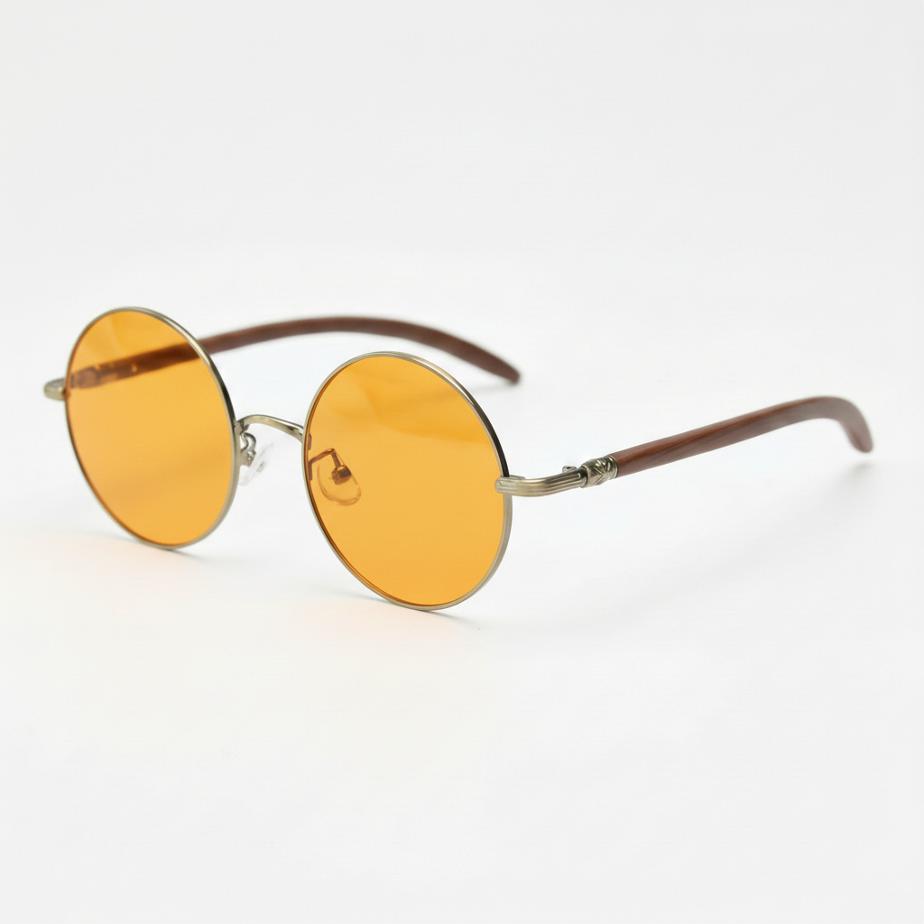 Jo Orange Tinted Lens Sunglasses - Gold Round Metal Frame