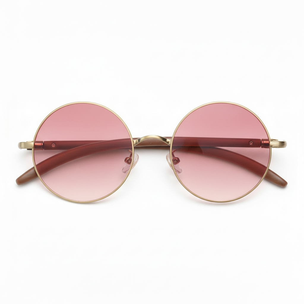 Jo Pink Gradient Lens Sunglasses - Gold Round Metal Frame