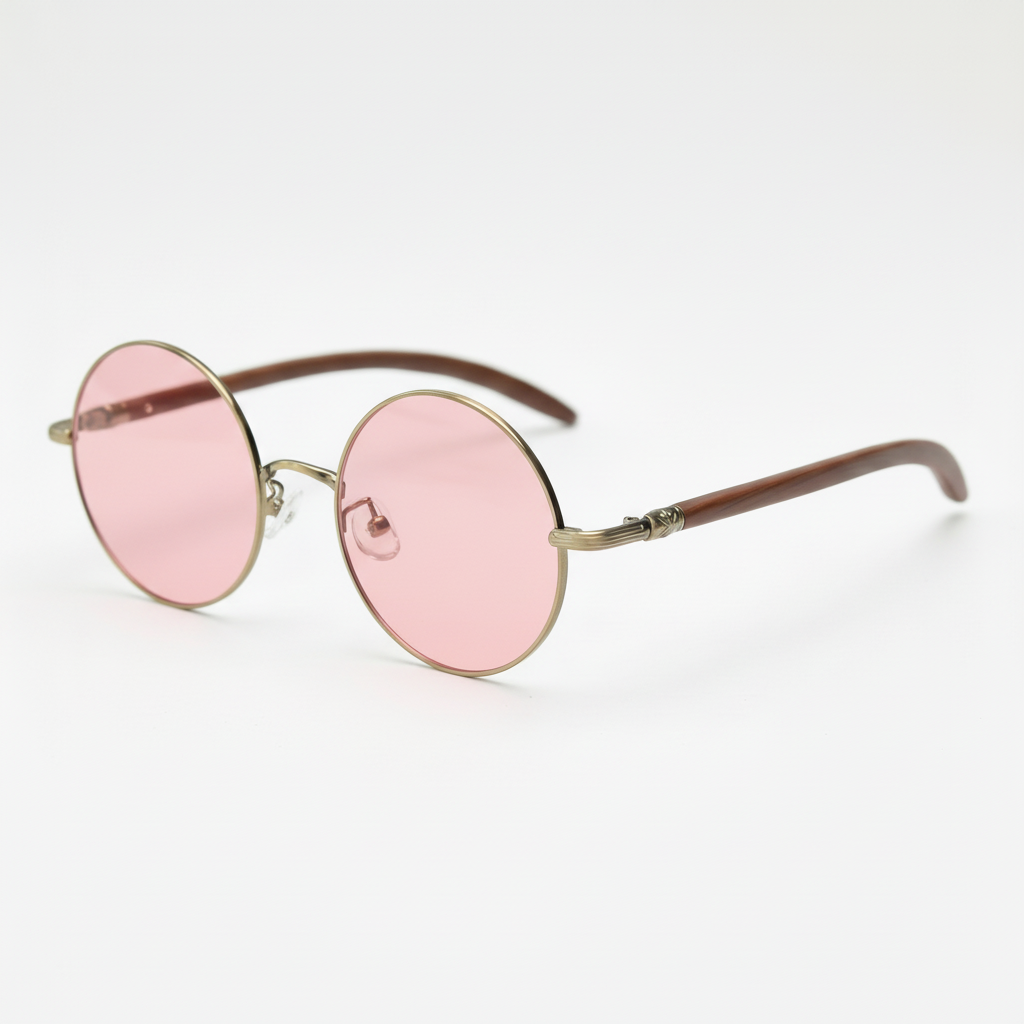 Jo Pink Tinted Lens Sunglasses - Gold Round Metal Frame