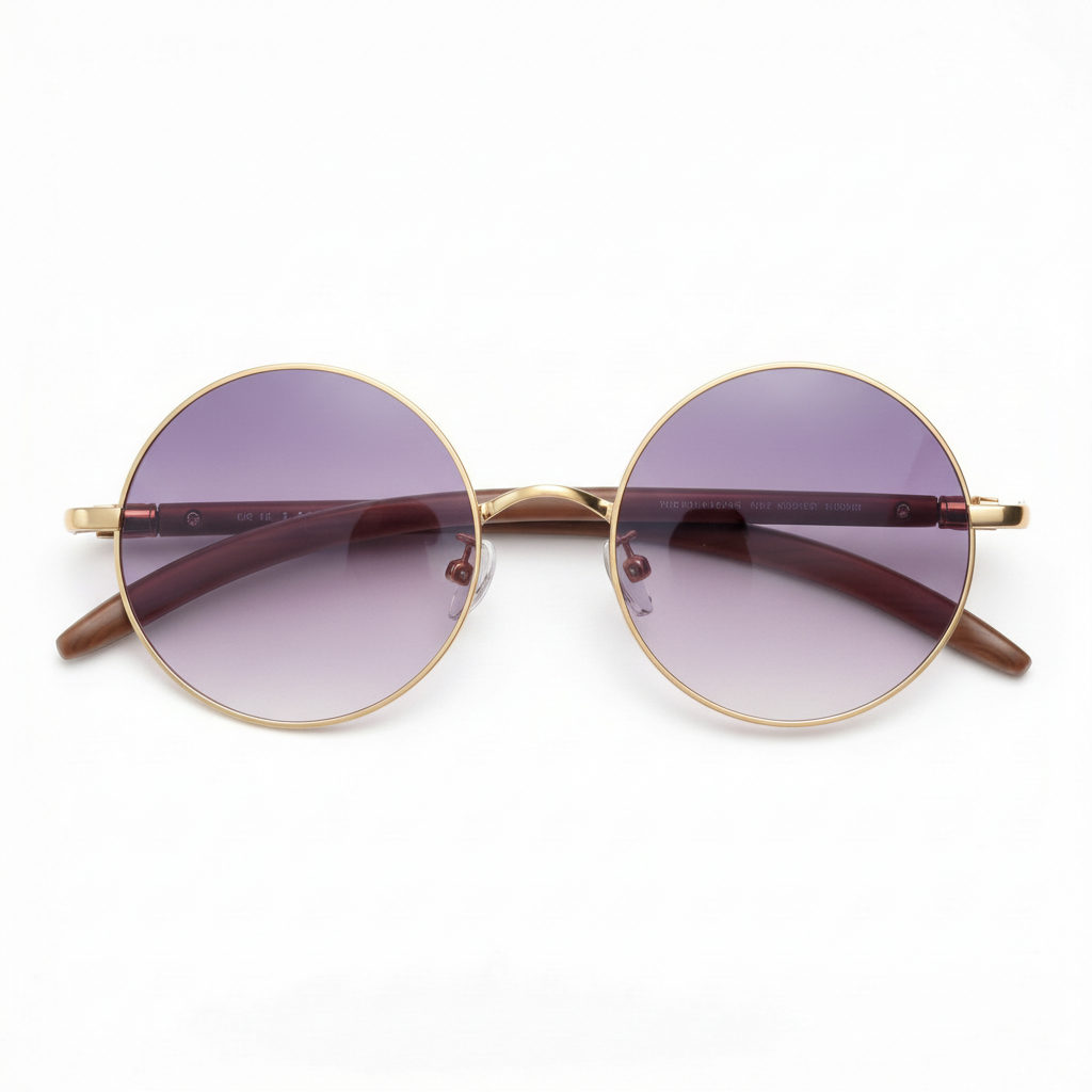 Jo Purple Gradient Lens Sunglasses - Gold Round Metal Frame