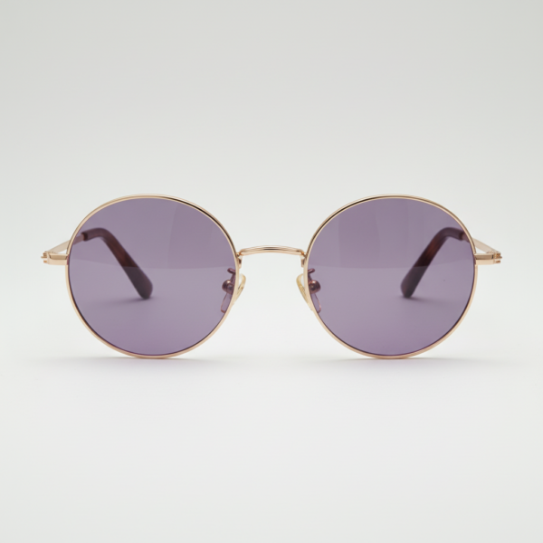 Jo Purple Tinted Lens Sunglasses - Gold Round Metal Frame