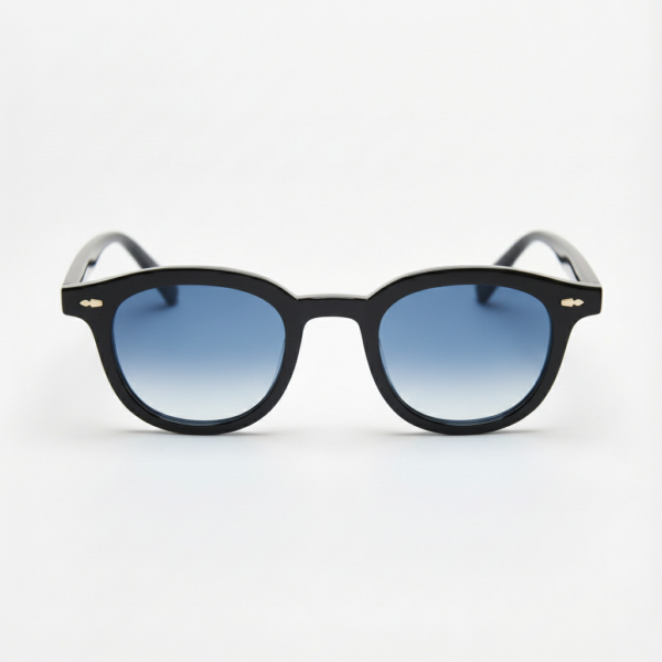 Joyce Blue Gradient Lens Sunglasses - Black Oval TR90 Frame