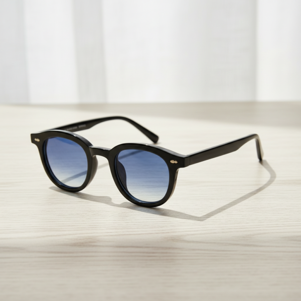 Joyce Blue Gradient Lens Sunglasses - Black Oval TR90 Frame