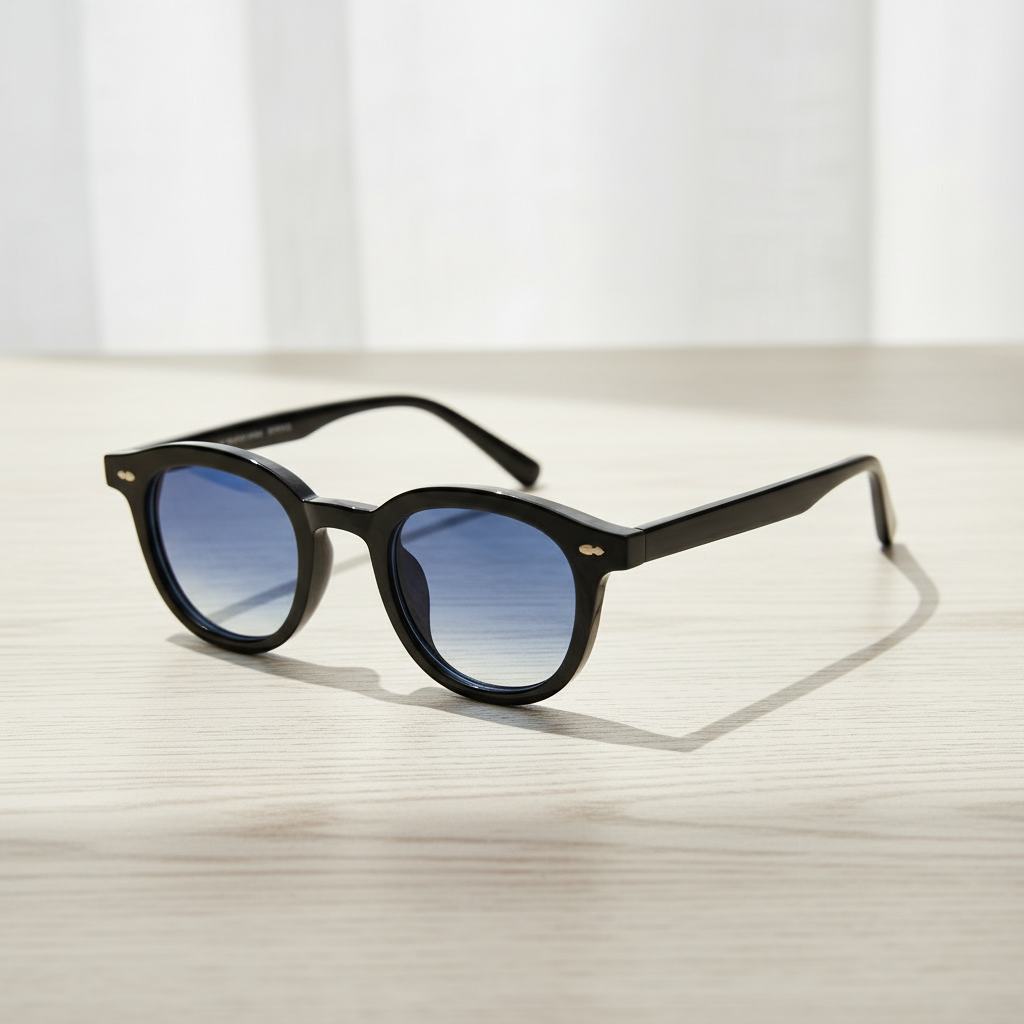 Joyce Blue Gradient Lens Sunglasses - Black Oval TR90 Frame