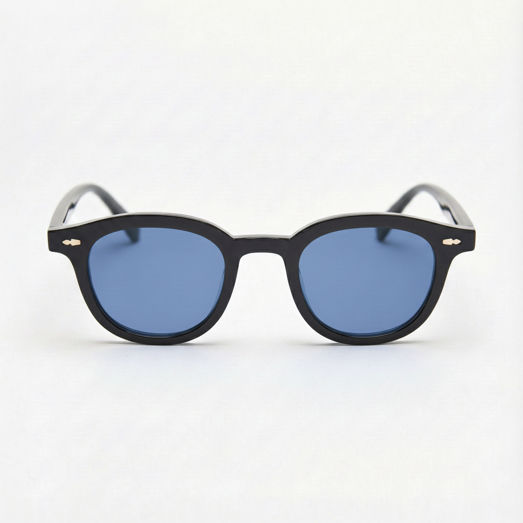Joyce Blue Tinted Lens Sunglasses - Black Oval TR90 Frame