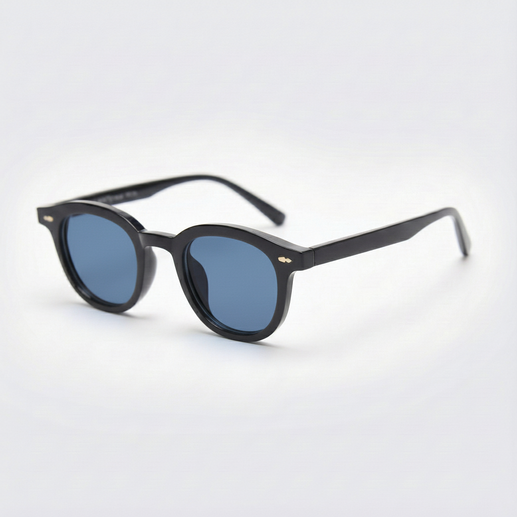 Joyce Blue Tinted Lens Sunglasses - Black Oval TR90 Frame