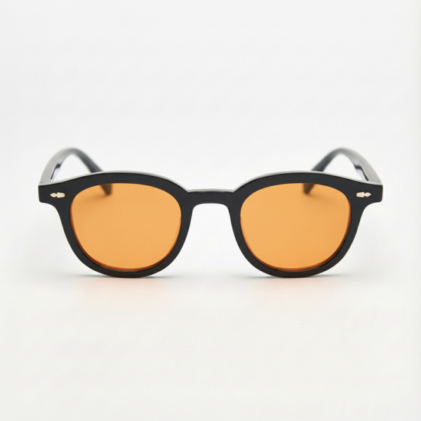 Joyce Orange Tinted Lens Sunglasses - Black Oval TR90 Frame