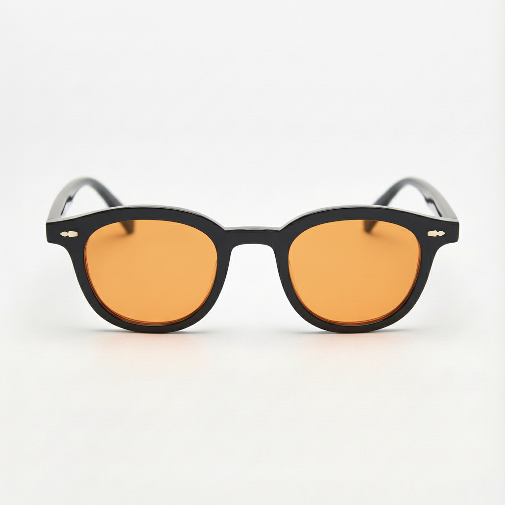 Joyce Orange Tinted Lens Sunglasses - Black Oval TR90 Frame
