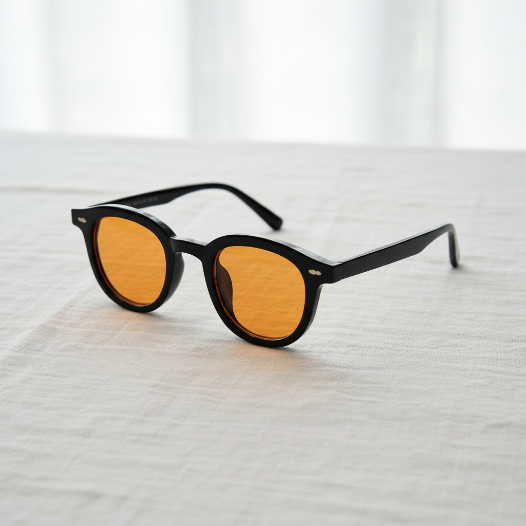 Joyce Orange Tinted Lens Sunglasses - Black Oval TR90 Frame